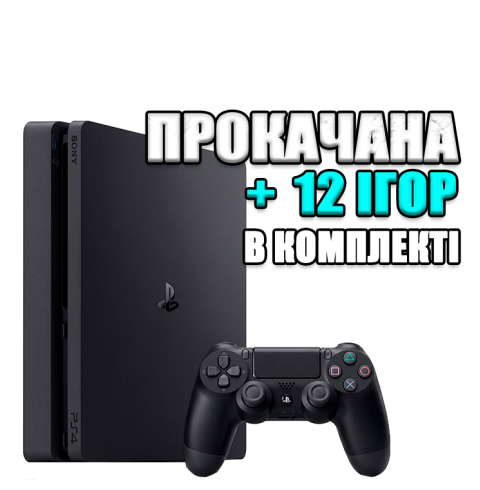 PlayStation 4 SLIM 1 TB БУ + 12 игр #807