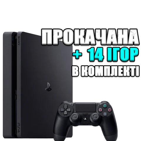 PlayStation 4 SLIM 1 TB БУ + 14 игр #810