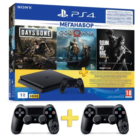 PlayStation 4 Slim 1TB (Days Gone + God Of War + The Last of Us + PS+ 3M) + 2 геймпада DualShock 4